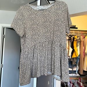 Cheetah print babydoll shirt, size L